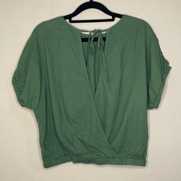 Madewell Linen-Blend Michele Bubble Top in Fern Gully NWT - Size XS - Picture 7 of 8